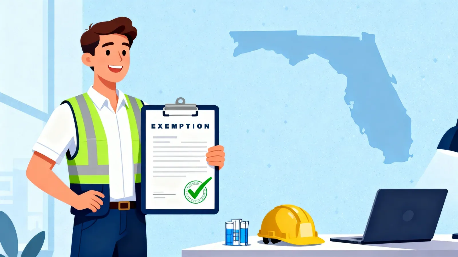 Contractor holding an approved exemption certificate, representing a Florida workers compensation exemption